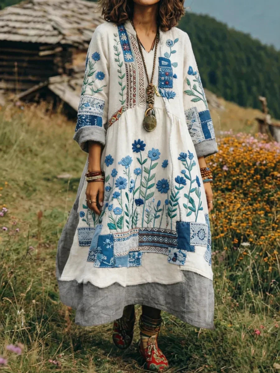 Trisha | Lässiges Langarmkleid mit floralem Druck