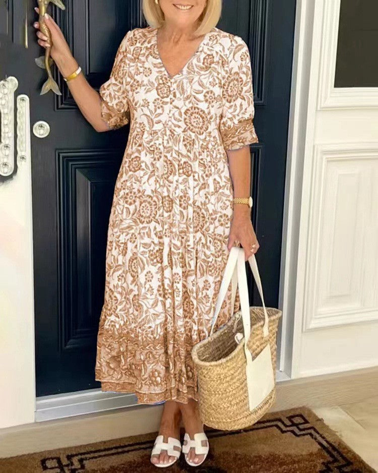 Keisha | Florales Kleid mit V-Ausschnitt