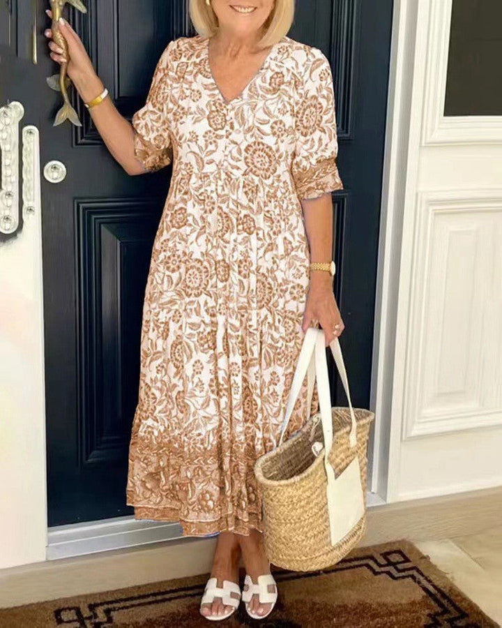 Keisha | Florales Kleid mit V-Ausschnitt