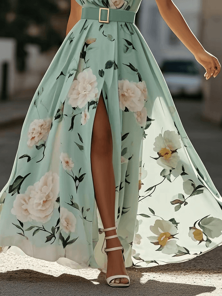 Julie | Florales One-Shoulder Maxikleid aus Chiffon