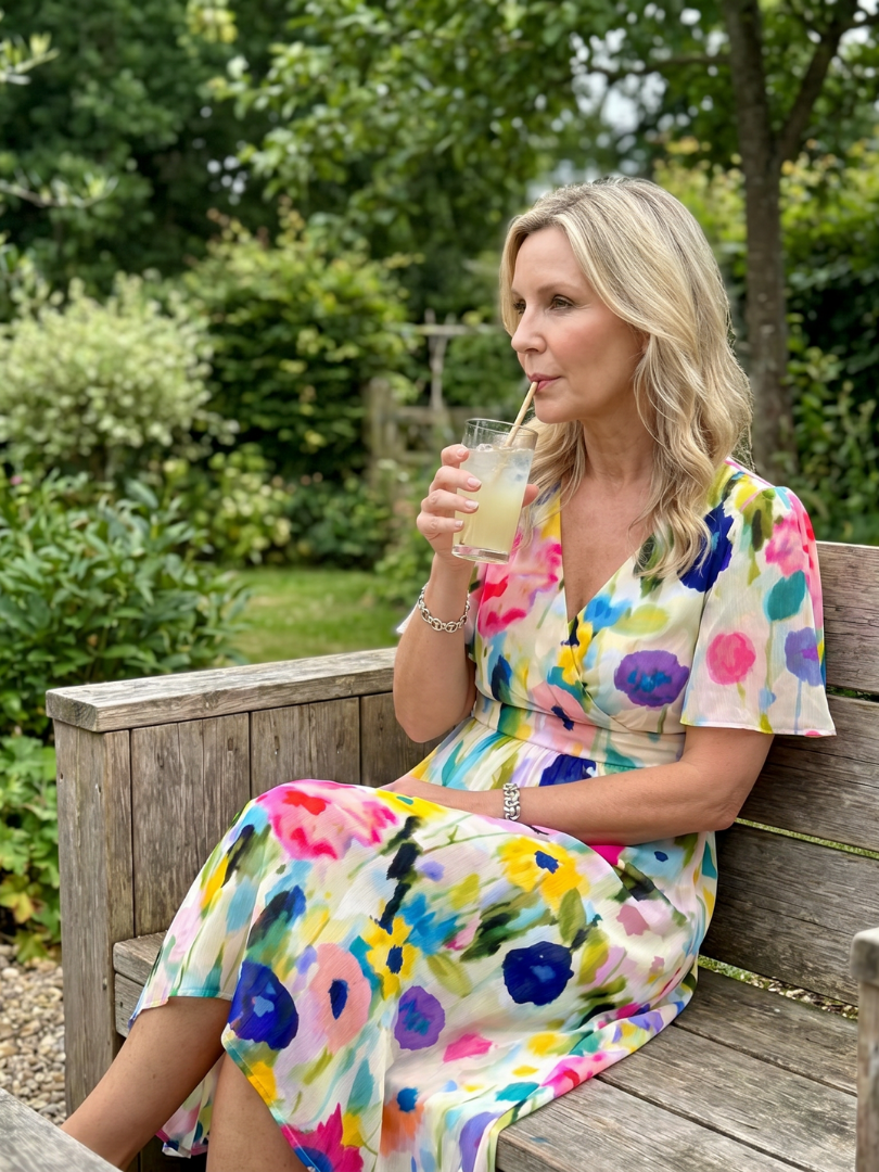 Mirabel | Kleid mit schwingenden Ärmeln und geraffter Taille im Blumenmuster