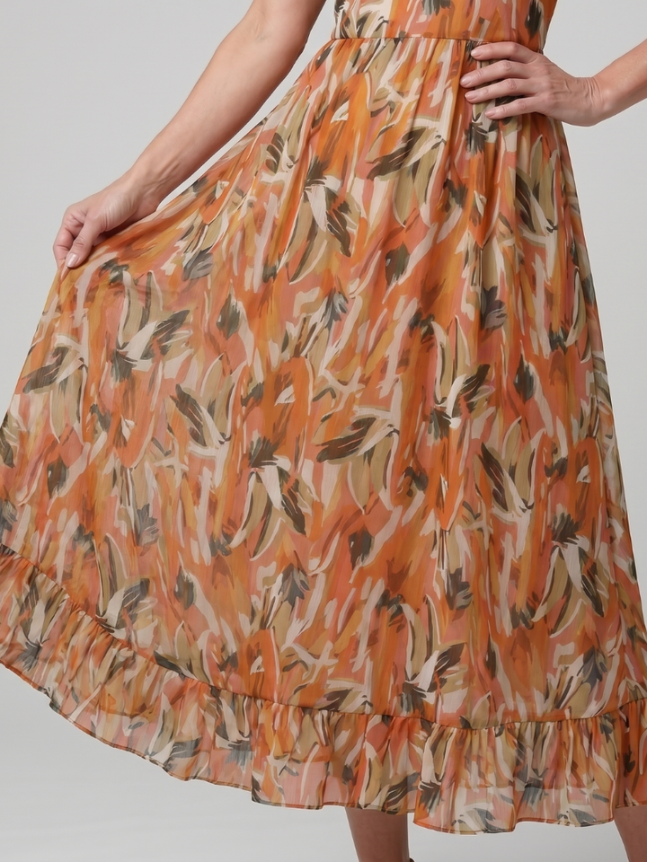 Quill | Spaghetti-Träger Midi-Kleid mit abstraktem Druck