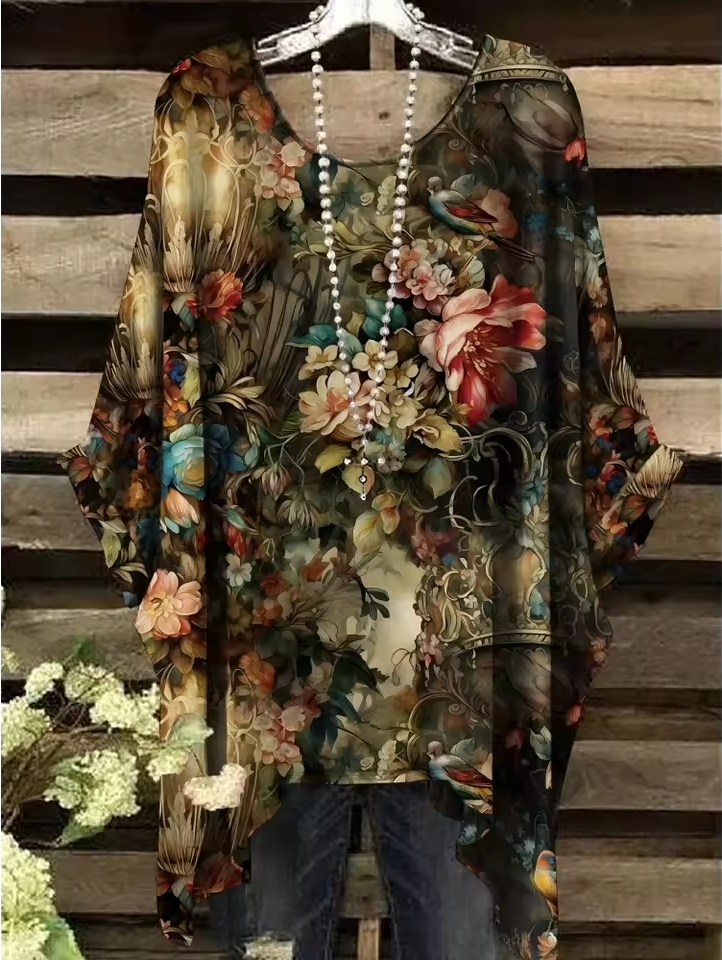 Laurel | Vintage Bohemian Floral Print Damen T-Shirt