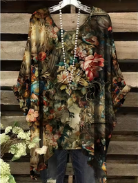 Laurel | Vintage Bohemian Floral Print Damen T-Shirt