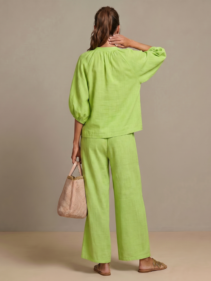 Natalia | Blouson-Top mit Reissverschluss und weit geschnittene Hose