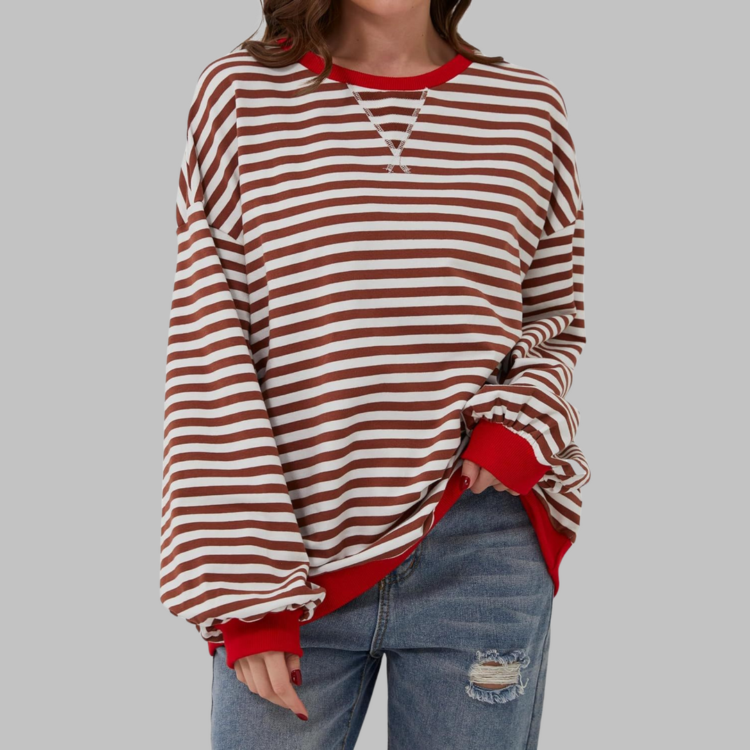 Martha | Übergrosses gestreiftes Sweatshirt in entspannter Passform aus weichem Strick