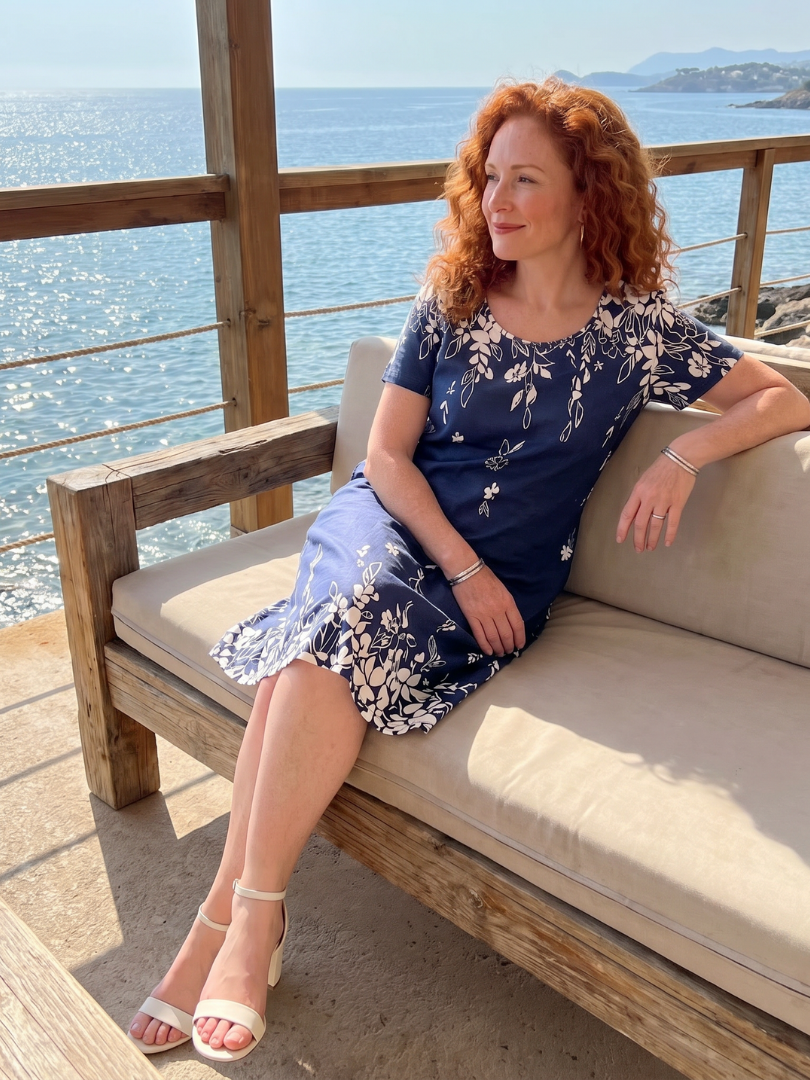 Daphne | Kurzärmliges Mini-Kleid mit floralem Rand