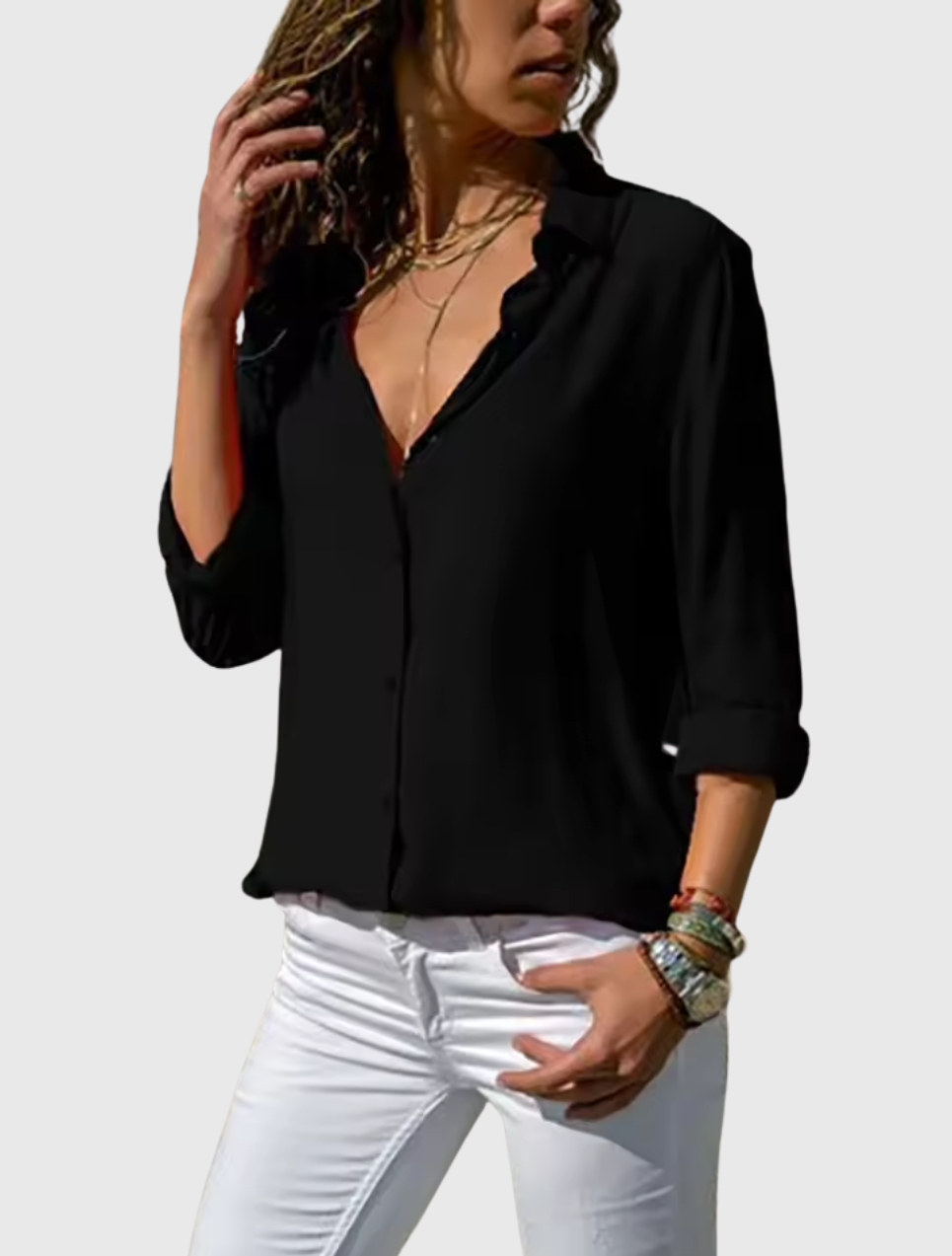 Gwen | Elegante Chiffonbluse mit langen Ärmeln