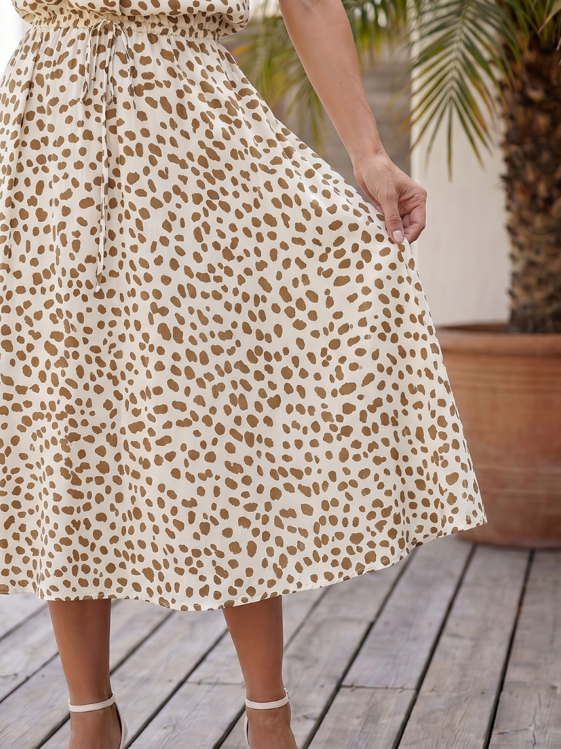Belladonna | Bedrucktes Midi-Kleid mit Knopfleiste und Gürtel