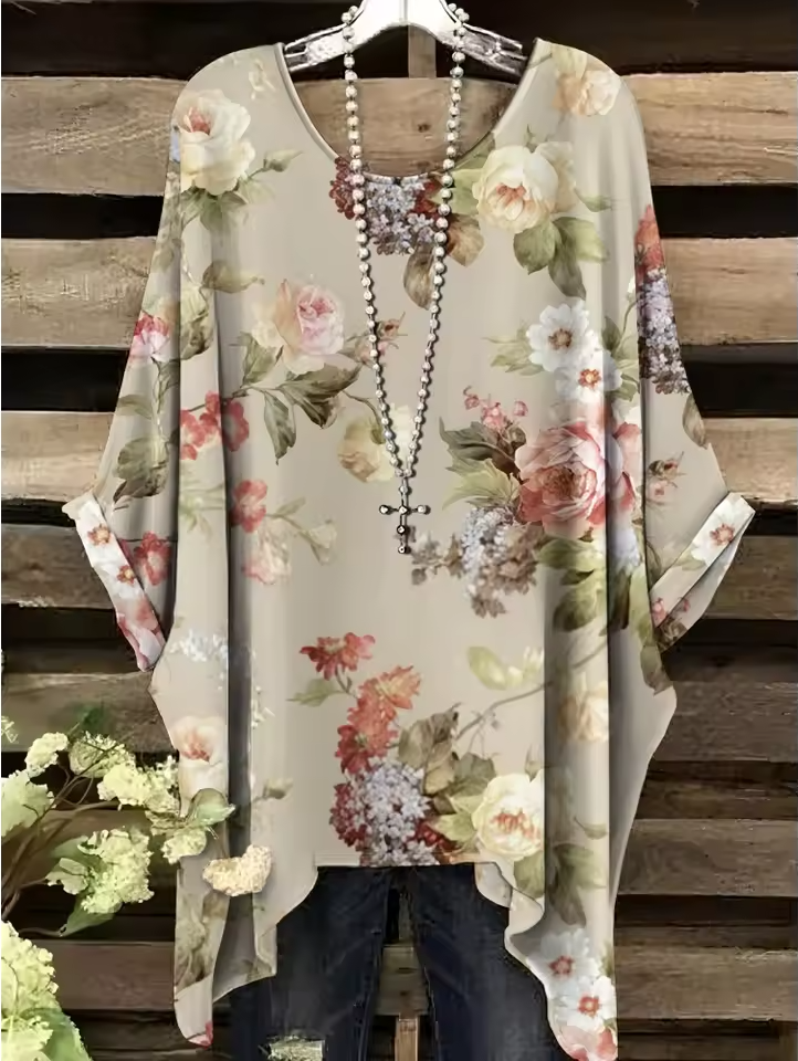 Nancy | Vintage Bohemian Floral Print Damen T-Shirt