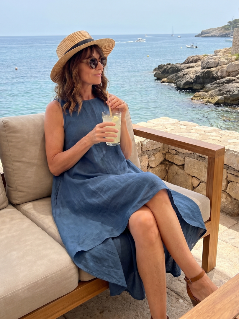 Grier | Fliessendes Hoch-Tief Kleid mit sauberem Rundhalsausschnitt