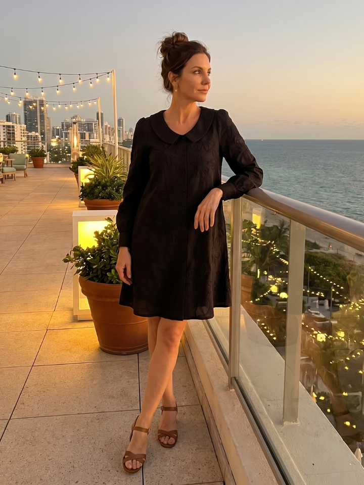 Opal | Kleid mit Knopfleiste und Kragen in knielanger Länge