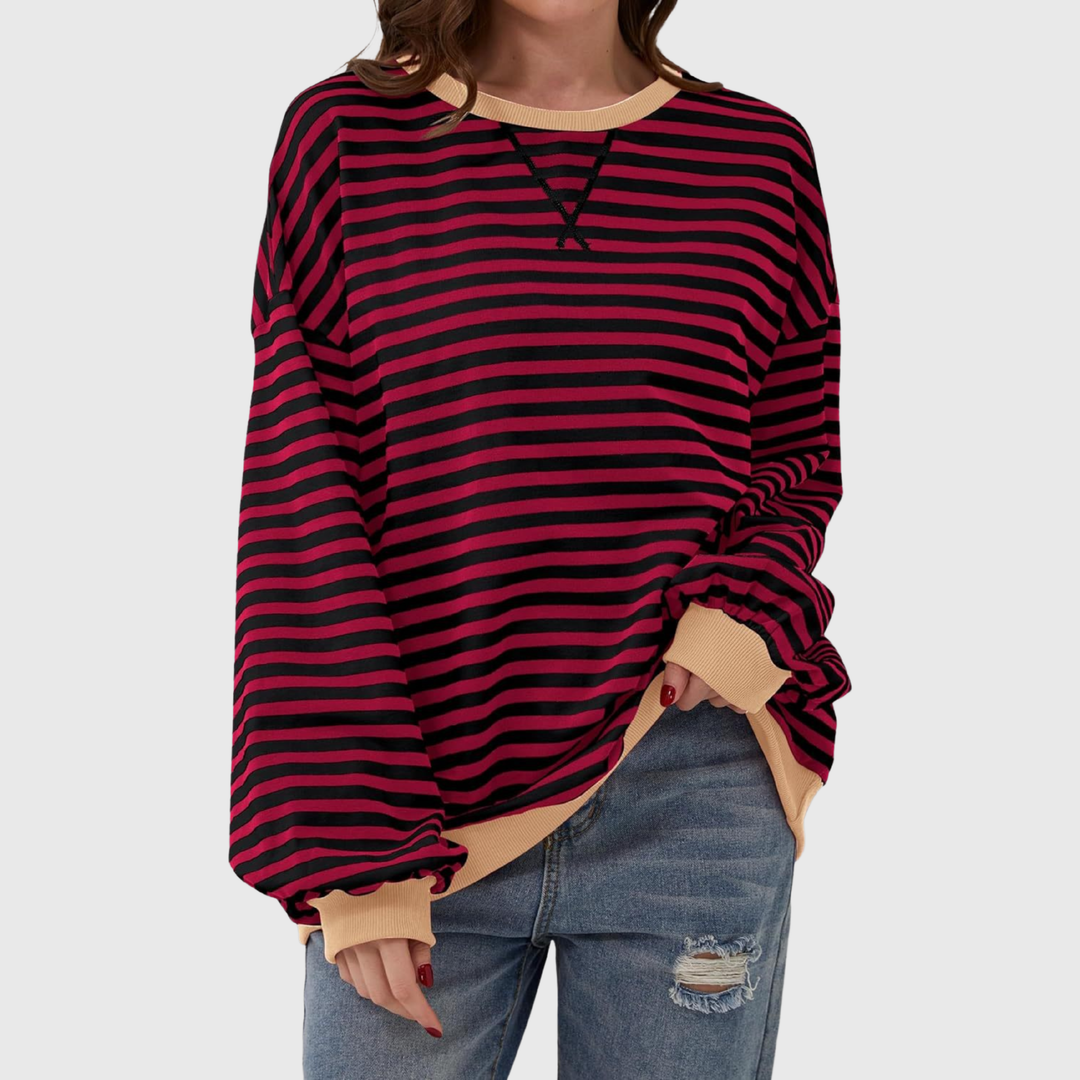 Martha | Übergrosses gestreiftes Sweatshirt in entspannter Passform aus weichem Strick