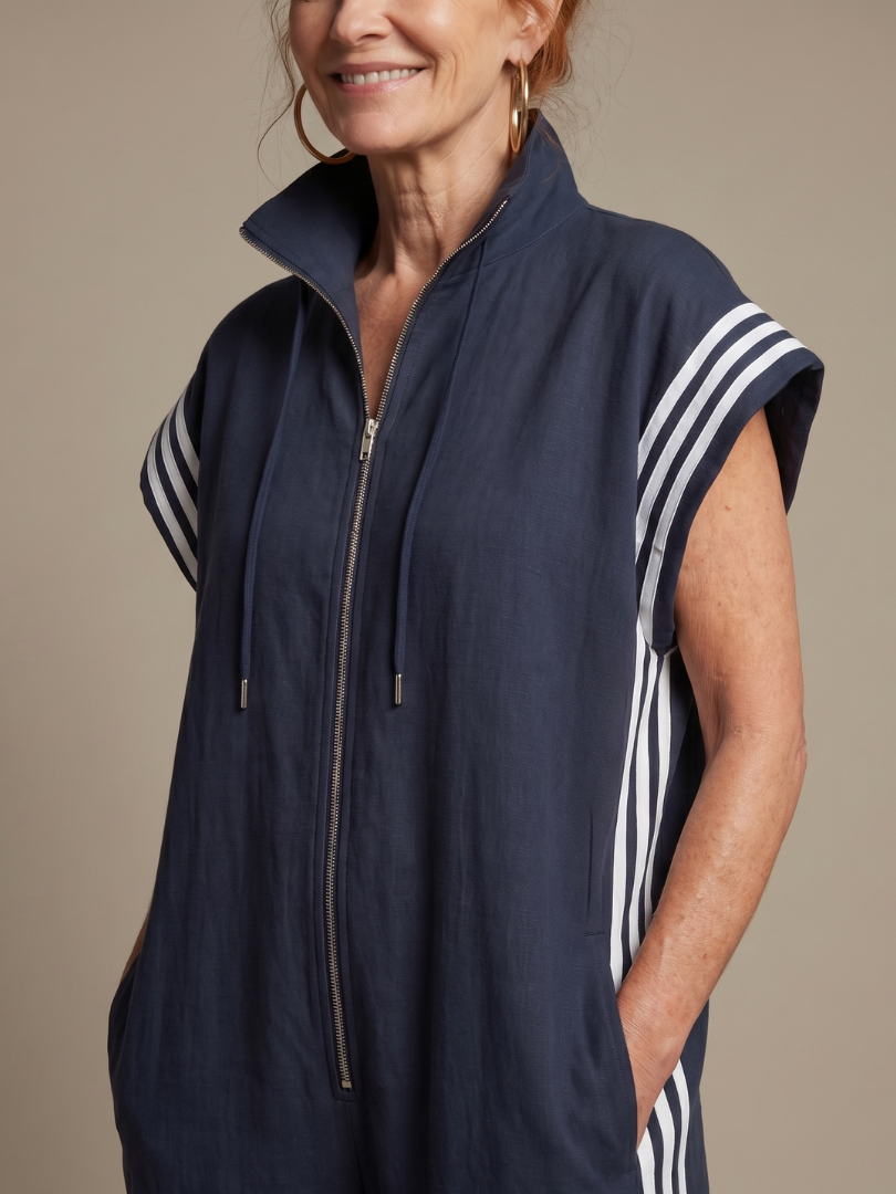 Lark | Jumpsuit mit Reissverschluss und Streifenpanel
