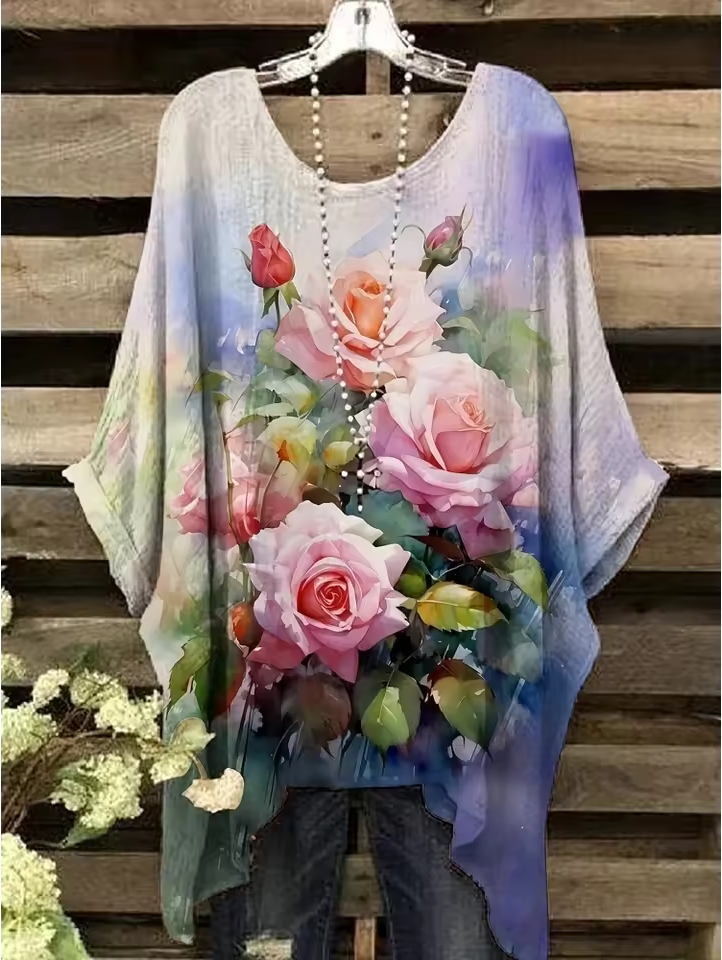 Sherry | Vintage Bohemian Floral Print Damen T-Shirt
