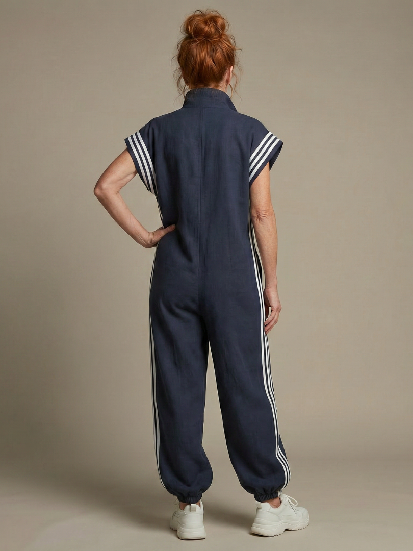 Lark | Jumpsuit mit Reissverschluss und Streifenpanel