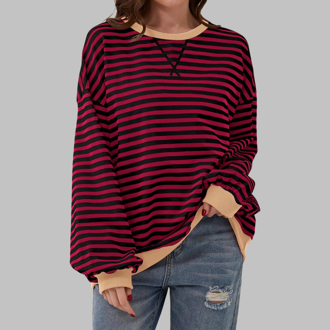 Martha | Übergrosses gestreiftes Sweatshirt in entspannter Passform aus weichem Strick