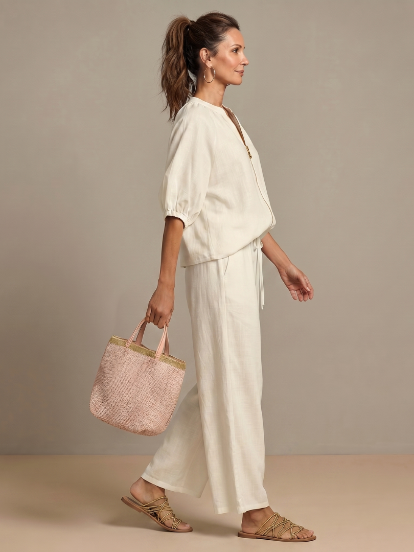 Natalia | Blouson-Top mit Reissverschluss und weit geschnittene Hose