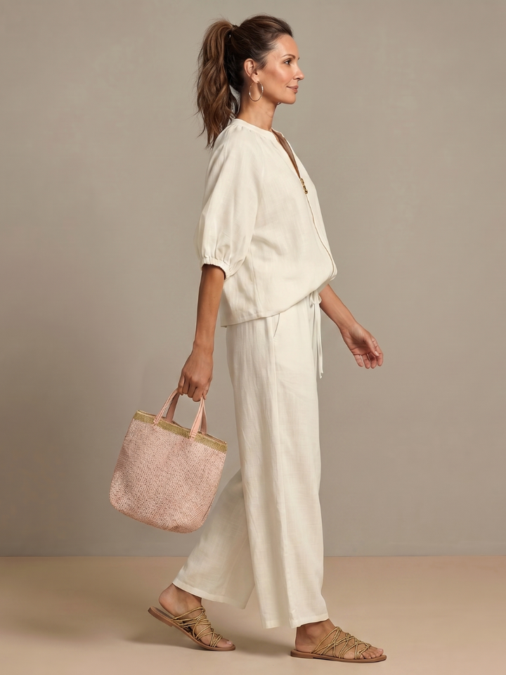 Natalia | Blouson-Top mit Reissverschluss und weit geschnittene Hose