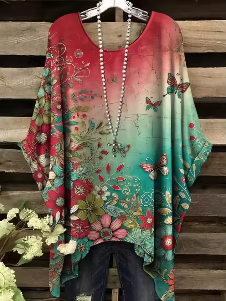 Josefina | Vintage Bohemian Floral Print Damen T-Shirt