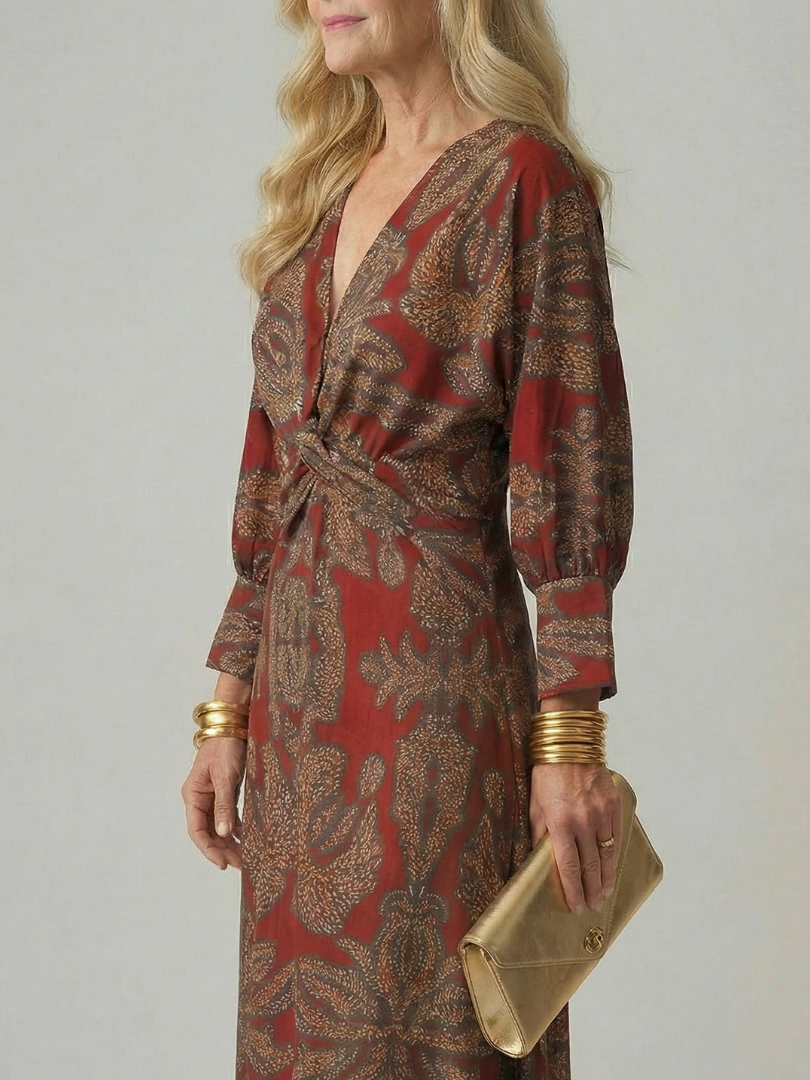 Lune | Natürliche Wickel-Midi-Kleid