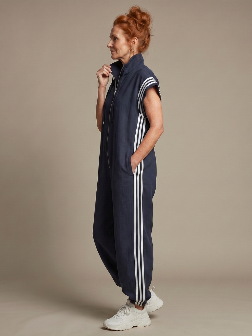 Lark | Jumpsuit mit Reissverschluss und Streifenpanel