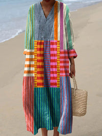 ELARA | Farbenfrohes Patchwork-Maxikleid