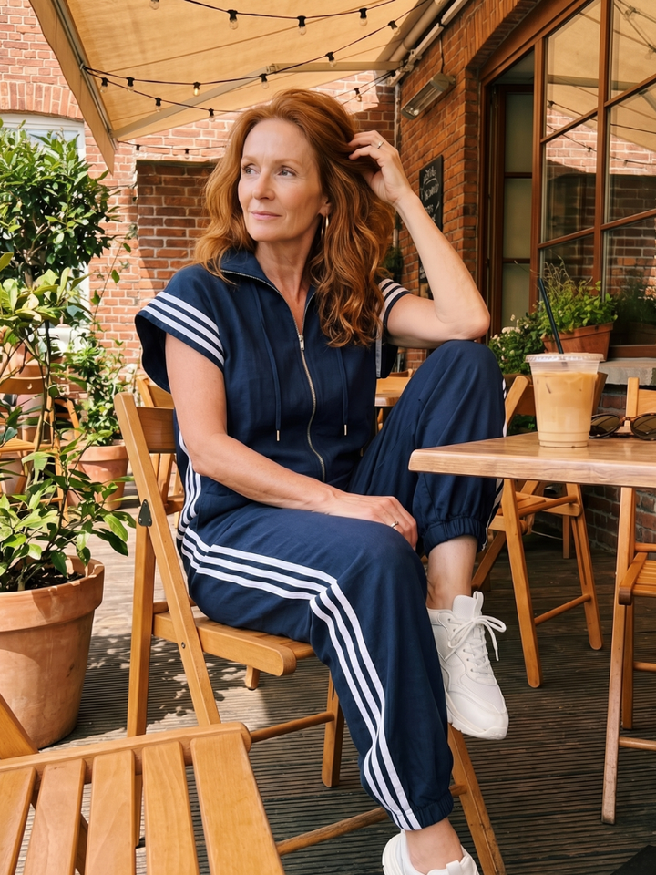 Lark | Jumpsuit mit Reissverschluss und Streifenpanel