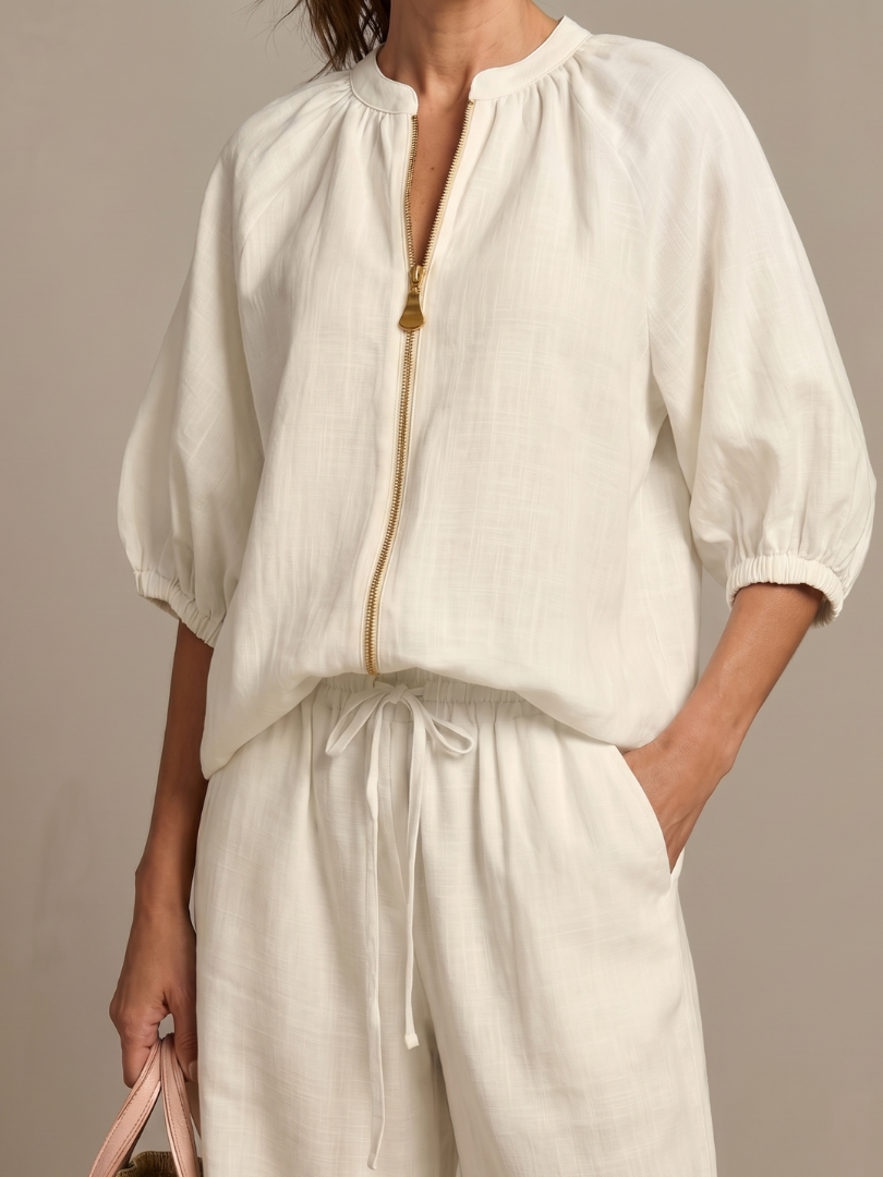 Natalia | Blouson-Top mit Reissverschluss und weit geschnittene Hose