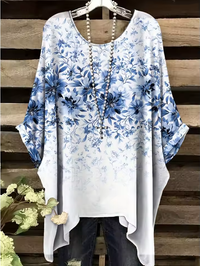 Ines | Vintage Bohemian Blumendruck Damen T-Shirt