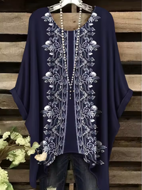 Ivana | Vintage Bohemian Floral Print Damen T-Shirt