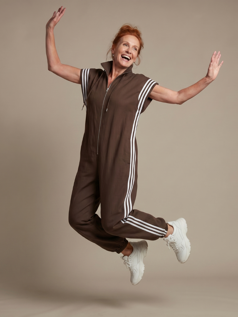 Lark | Jumpsuit mit Reissverschluss und Streifenpanel