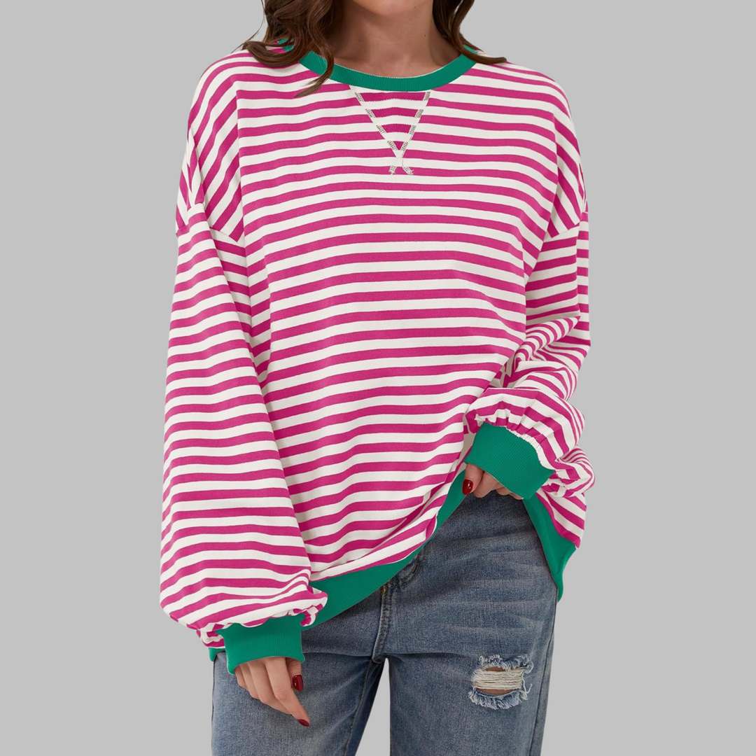 Martha | Übergrosses gestreiftes Sweatshirt in entspannter Passform aus weichem Strick