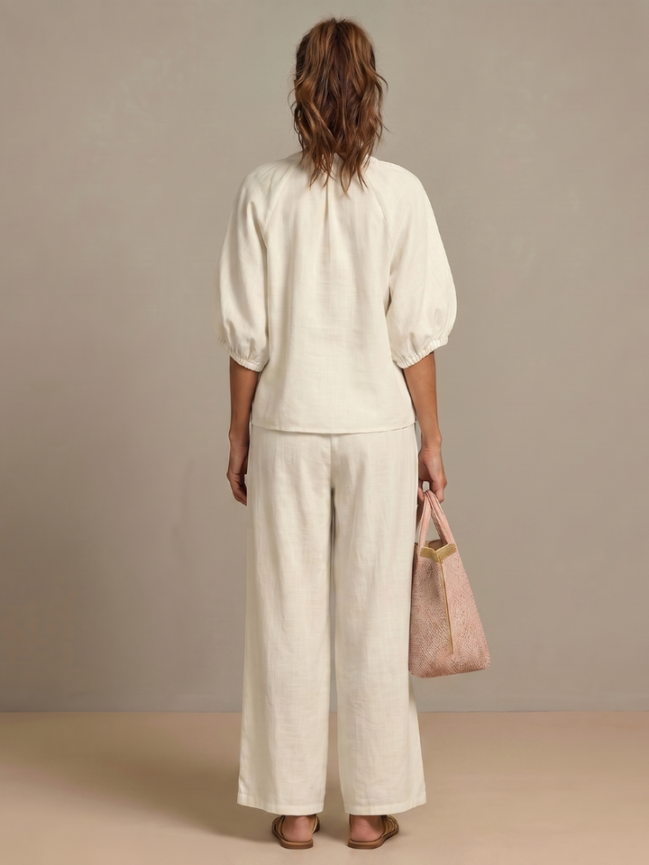 Natalia | Blouson-Top mit Reissverschluss und weit geschnittene Hose