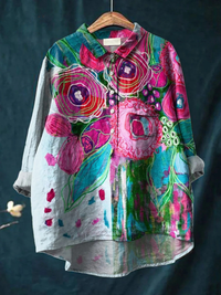Skylar | Vintage Schönes Floral Kunstdruck Freizeitshirt