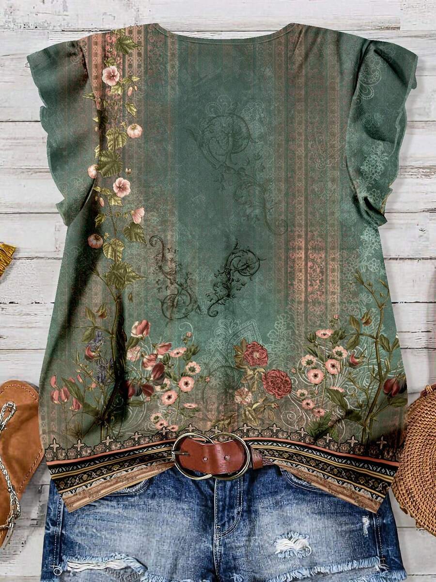 Aveline | Vintage Garten Knopfbluse