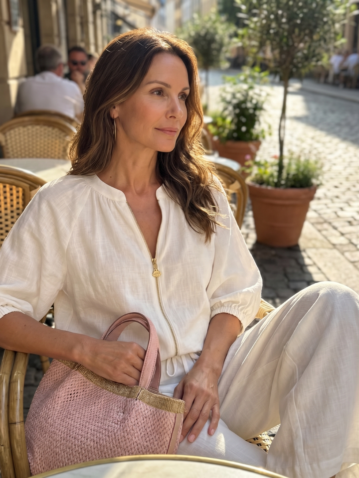 Natalia | Blouson-Top mit Reissverschluss und weit geschnittene Hose