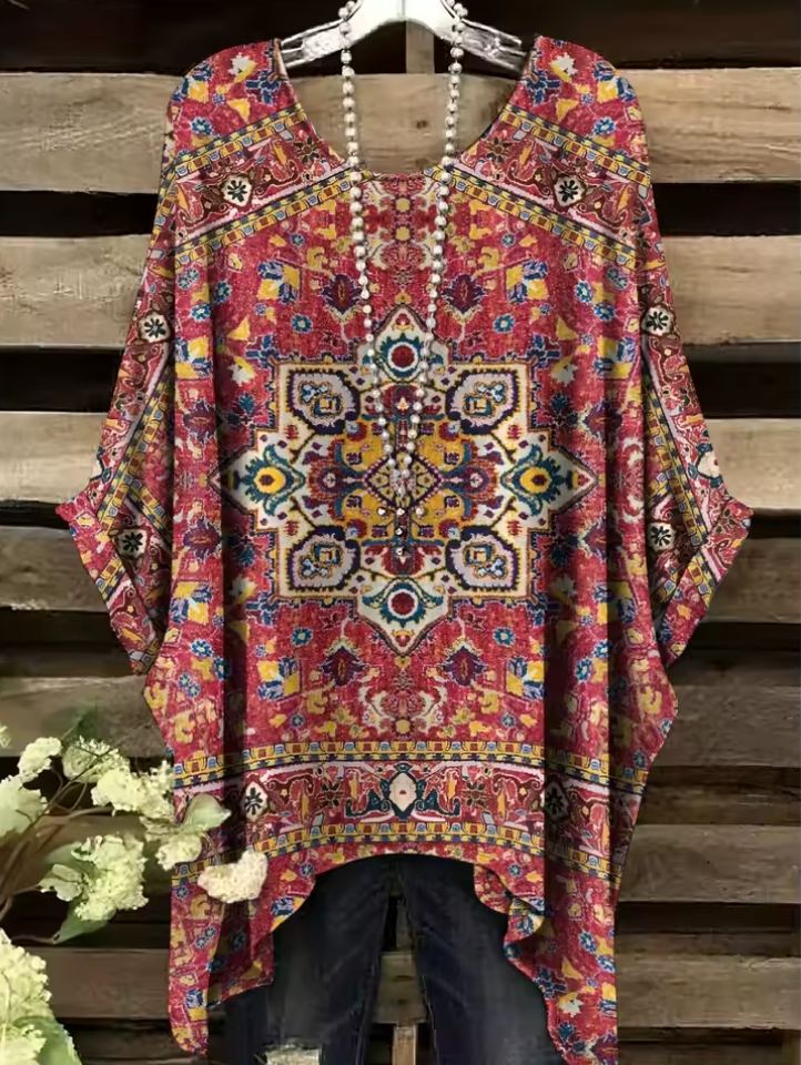 Inez | Vintage Bohemian Floral Print Damen T-Shirt