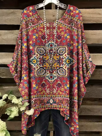 Inez | Vintage Bohemian Floral Print Damen T-Shirt