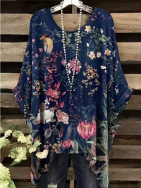Amina | Vintage Bohemian Floral Print Damen T-Shirt