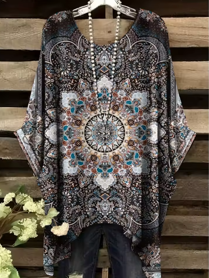 Helen | Vintage Bohemian Floral Print Damen T-Shirt