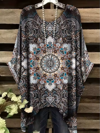 Helen | Vintage Bohemian Floral Print Damen T-Shirt