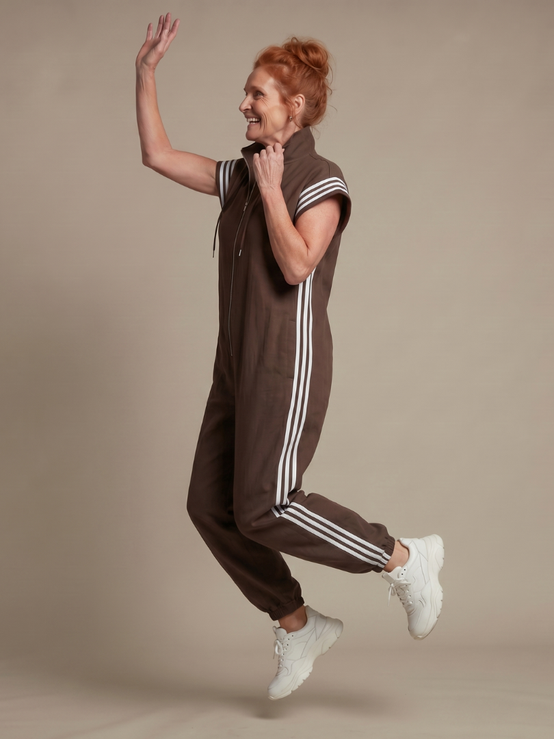 Lark | Jumpsuit mit Reissverschluss und Streifenpanel