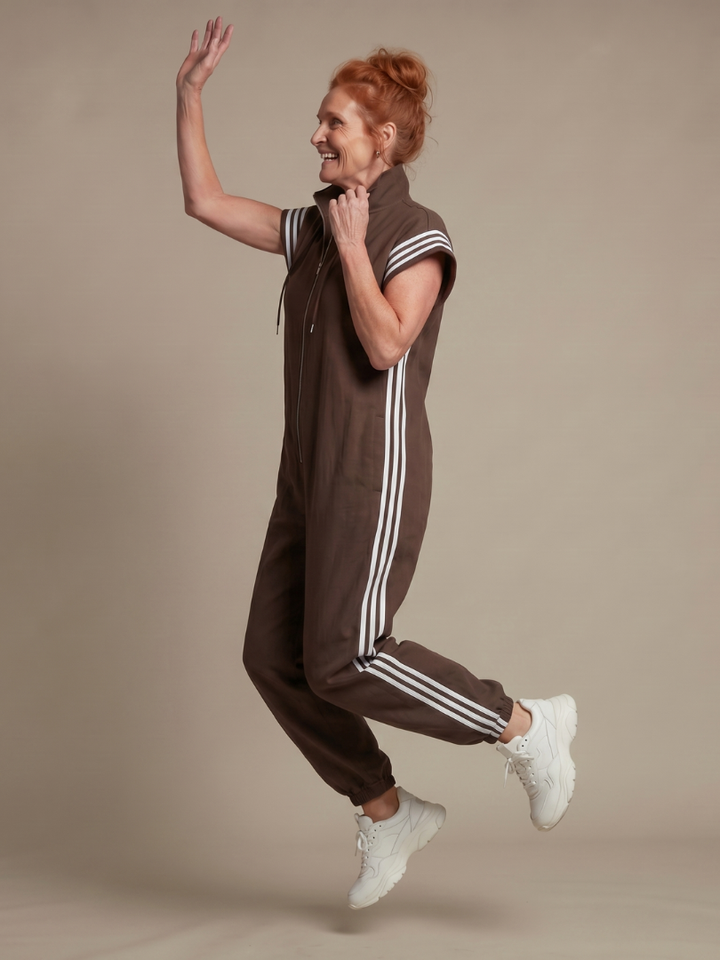 Lark | Jumpsuit mit Reissverschluss und Streifenpanel