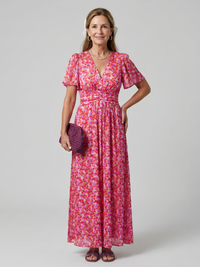 Juna | Kurzarm Ditsy Floral Print Midi Kleid