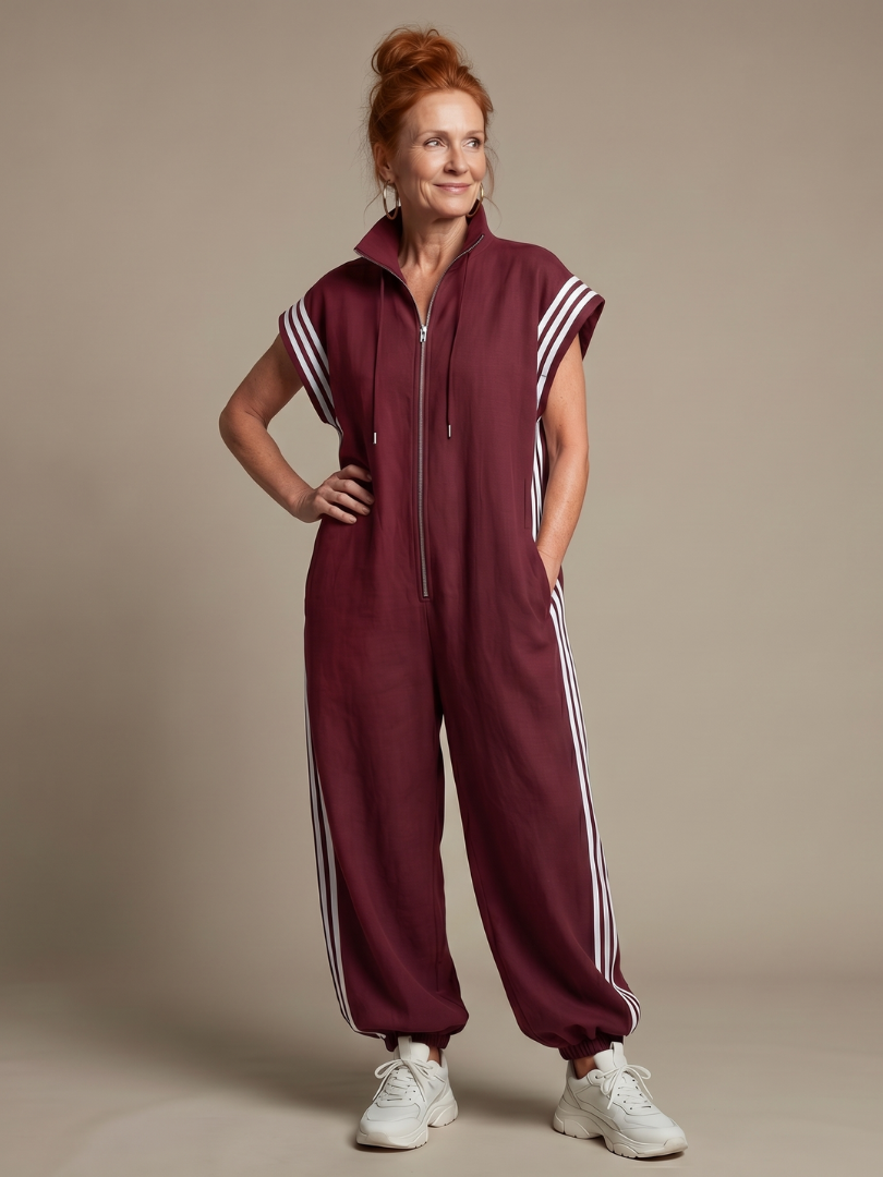 Lark | Jumpsuit mit Reissverschluss und Streifenpanel