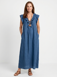 Adelaide | Ärmelloses Midi-Kleid mit Rüschensaum