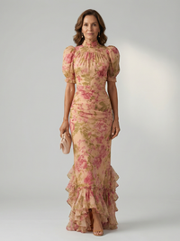 Vianne | Sanftes Maxikleid mit hohem Kragen
