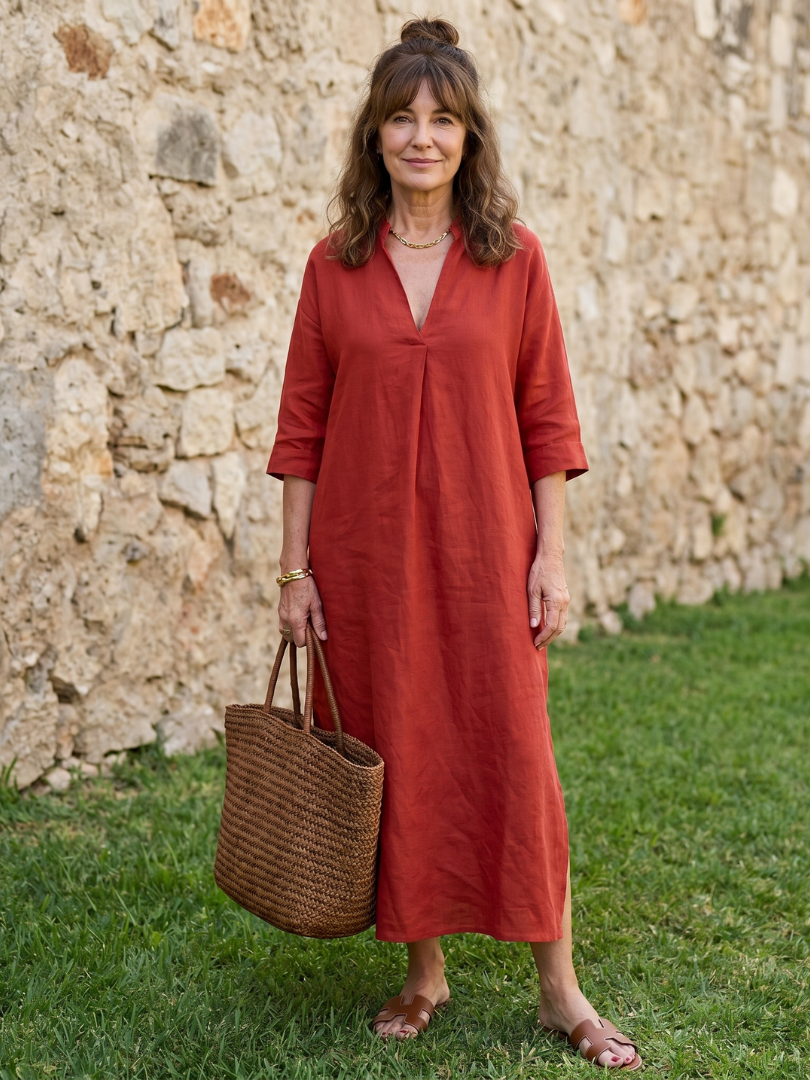 Estelle | Entspanntes, gerades Midi-Kleid