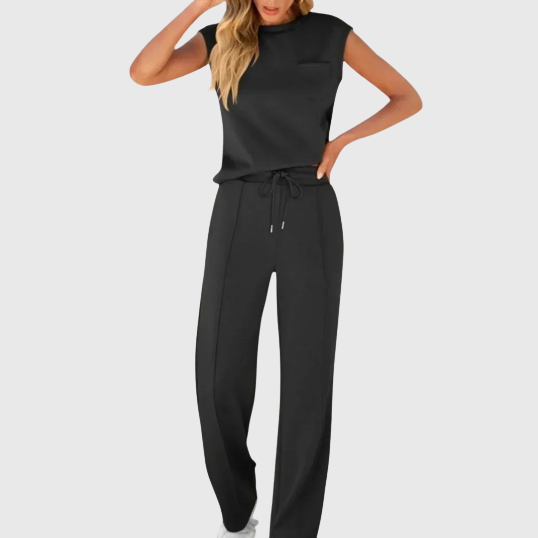 Lolly | Weiches schwarzes Lounge-Set, entspannte Passform, zweiteilig